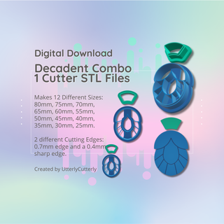 clay cutter stl file decadent combo 1 - elegant earring digital file download- 12 sizes & 2 cutter versions cookie cutter Jewelry earring clay cutter clay cutter polymer clay polymer clay cutter earring cutter geometric clay cutter embossed clay cutter hexagon hexagon clay cutter utterlycutterly utterly cutterly cookie cutter fondant cutter cookie organic shape indie fashion  3d print model - Mito3D