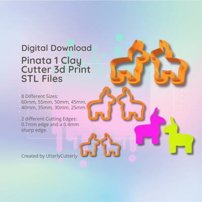 clay cutter stl file llama pinata - earring digital download- 8 sizes & 2 versions cookie polymer geometric embossed hexagon utterlycutterly utterly cutterly fondant organic shape indie fashion 3d print model - Mito3D