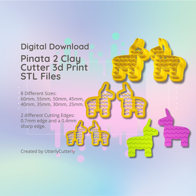 clay cutter stl file llama pinata 2 - earring digital download- 8 sizes & versions cookie polymer geometric embossed hexagon utterlycutterly utterly cutterly fondant organic shape indie fashion 3d print model - Mito3D