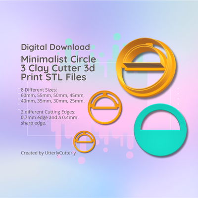 clay cutter stl file minimalist circle 3- retro 60's geometric earring digital download- 8 sizes & 2 versions cookie polymer embossed hexagon utterlycutterly utterly cutterly fondant organic shape indie fashion 3d print model - Mito3D