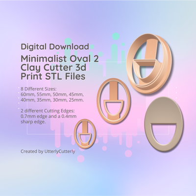 clay cutter stl file minimalist oval 2- modern donut geometric earring digital download- 8 sizes & 2 versions cookie polymer embossed hexagon utterlycutterly utterly cutterly fondant organic shape indie fashion 3d print model - Mito3D