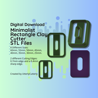 clay cutter stl file minimalist rectangle- geometric earring digital download- 8 sizes & 2 versions cookie 3d print model - Mito3D