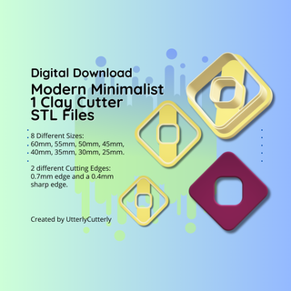 argilla taglierina stl file moderno minimalist geometrico orecchino digitale download 8 dimensioni 2 versioni biscotto 3d print model - Mito3D