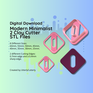 clay cutter stl file modern minimalist 2- geometric earring digital file download- 8 sizes & 2 cutter versions cookie cutter  3d print model - Mito3D