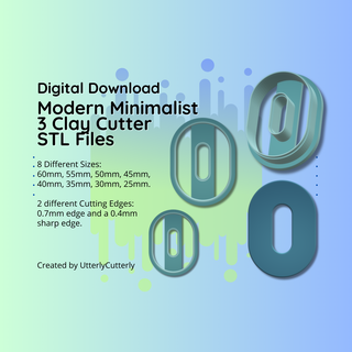 argile coupeur stl fichier moderne minimaliste 3 géométrique boucle d'oreille numérique download 8 tailles 2 versions biscuit 3d print model - Mito3D