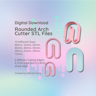 clay cutter stl file rounded arch 1- earring digital download- 10 sizes & 2 versions cookie Jewelry polymer geometric embossed hexagon utterlycutterly utterly cutterly fondant organic shape indie fashion 3d print model - Mito3D