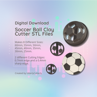 clay cutter stl file soccer football ball - earring digital download- 8 sizes & 2 versions cookie christmas ornament Jewelry polymer geometric embossed hexagon utterlycutterly utterly cutterly fondant organic shape indie fashion 3d print model - Mito3D