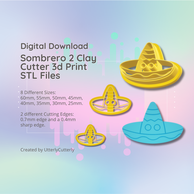 clay cutter stl file sombrero 2 - earring digital download- 8 sizes & versions cookie polymer geometric embossed hexagon utterlycutterly utterly cutterly fondant organic shape indie fashion 3d print model - Mito3D