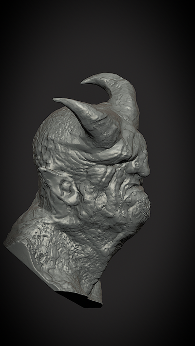 clay devil bust 3d print model - Mito3D