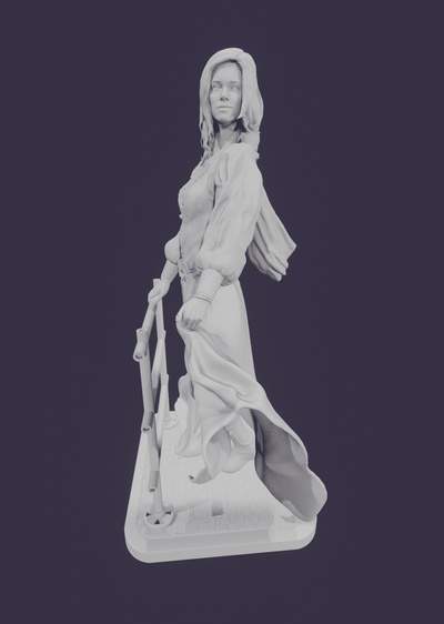 clementine delauney standing art singer music metal symphonic woman beauty bust visions of atlantis exit eden serenity 3d print model - Mito3D
