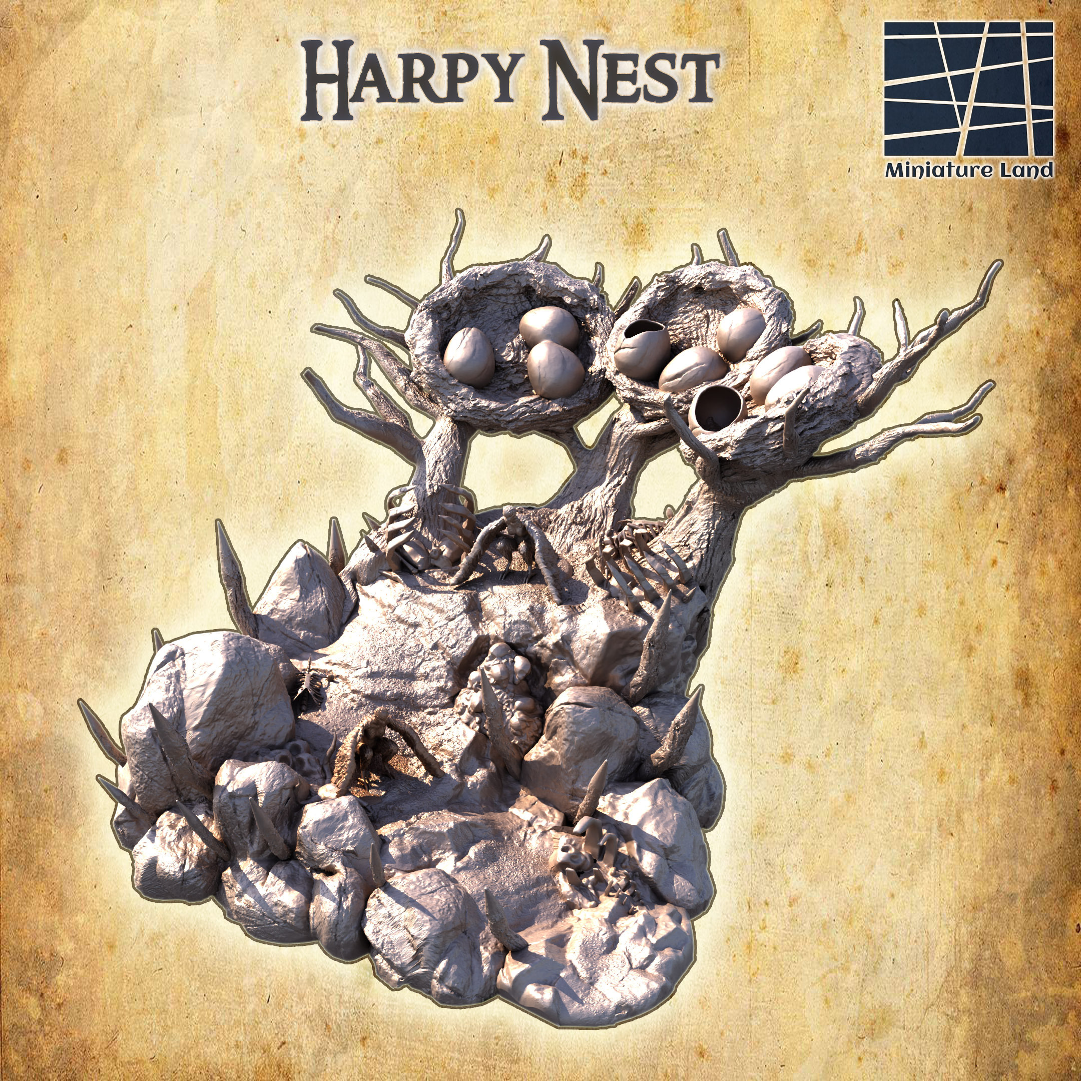 cliff harpyie nest 28 mm tischplatte terrain rollenspiel dnd bienenstock mittelalterlich supportfree alt struktur spielbar innere modular 28mm 25mm 15mm kriegsspiel 3D print model - Mito3D