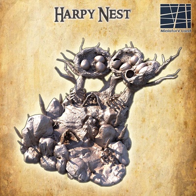 cliff harpy nest 28 mm tabletop terrain rpg dnd hive medieval supportfree old structure playable interior modular 28mm 25mm 15mm wargame 3d print model - Mito3D