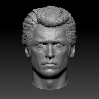 clint eastwood tête sculpture 3d impression modèle art homme statue célèbre miniatures figurines personnage buste acteur film tv sculptures oscars hollywood 3d print model - Mito3D