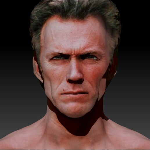 clint Eastwood dokulu 3d Yazdır büst batı kovboy Vesika efsane aktör yönetmen Hollywood Leone sergio Spagetti film 3D print model - Mito3D