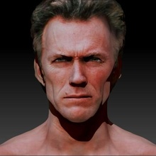 clint Eastwood texturado 3d impresión busto occidental vaquero retrato leyenda actor director hollywood leona sergio espaguetis película 3d print model - Mito3D