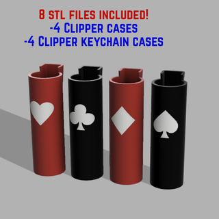 clipper lighter cases + keychains playing card suits mysticmesh3d dabs 420 case 3d print model - Mito3D