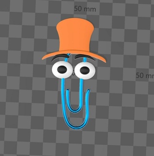 clippy ms-word character + hat 3d print model - Mito3D