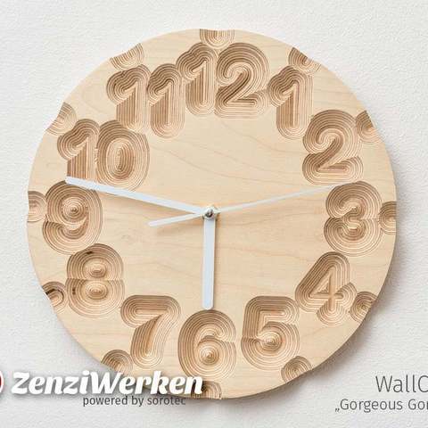 clock face gorgeous gorges cnc home decor zenziwerken wall sorotec basicline numbers mpcnc router clockdial case carving carved birch plywood baltic 3D print model - Mito3D