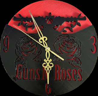 clock guns n' roses wall & n 3d print model - Mito3D