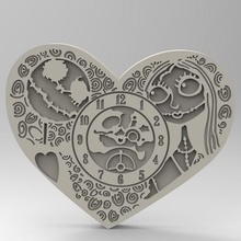 reloj de amor art la pared 3d marco cnc corazón madera el alivio stl modelo 3d print model - Mito3D