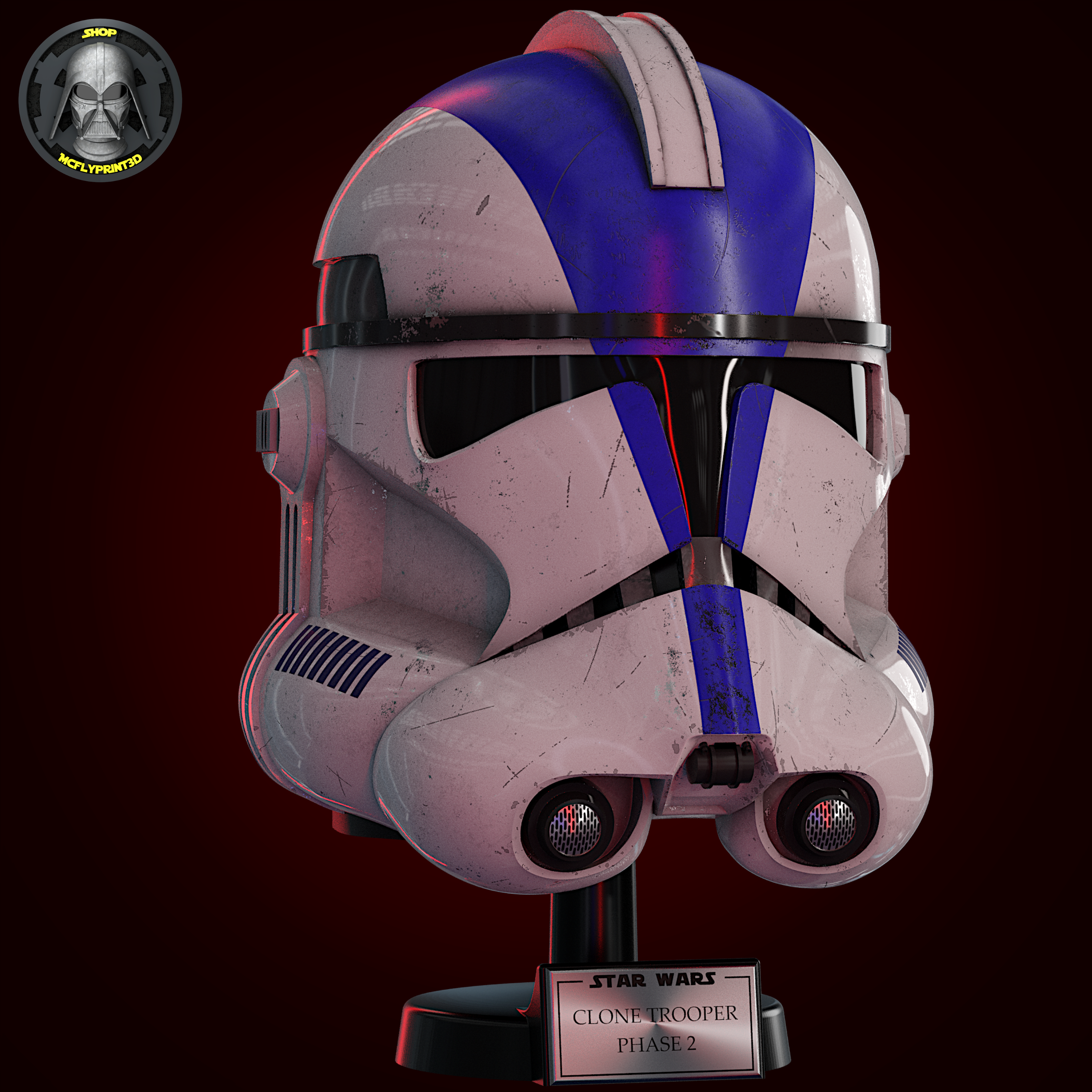 clone trooper - phase 2 life size starwars clonetrooper cosplay 3dprint helmet 3D print model - Mito3D