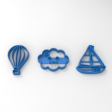 cloud-ship-hot air balloon tool cookie cutter cloud hot ship baby shower happy birthday 3d print model - Mito3D