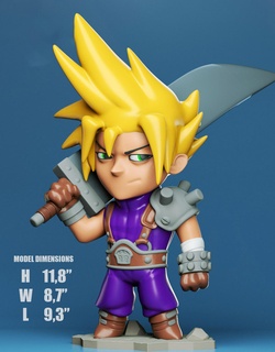 cloud chibi final fantasy game artilujio stl 3dprint print collectable action figure figure3d movie 3d print model - Mito3D