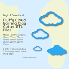 cloud clay cutter - stl digital file download- 10 sizes 2 versions 3d print model - Mito3D