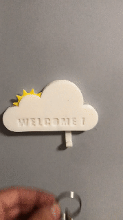cloud key hook holder wall mounted welcome home 3d print model - Mito3D