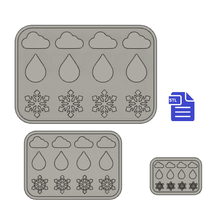 cloud raindrop snowflake silicone mold housing 3d print model - Mito3D