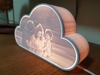 cloud shape base lithophane lamp home photo night glow art 3d print model - Mito3D