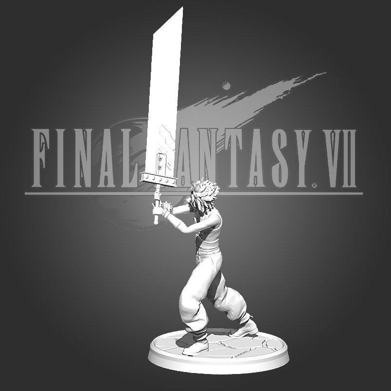 bulut çekişme final fantezi vii minyatür dnd 3d model oyun ffvii masaüstü boyama stl yazı tahtası reçine 3D print model - Mito3D