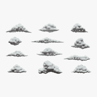 nuvens pacote 12 1 nuvem céu panorama toon jogo Dev chuva ambiente natureza fofo estilizado desenho animado clima ativos fantasia azul unity3d irrealista suporte 3d print model - Mito3D