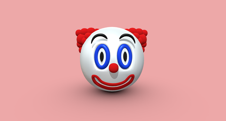 clown emoticon emoji arte divertente circo umorismo viso simbolo carina contento divertimento testa maschera sciocco sorridi facciale carnevale 3d print model - Mito3D