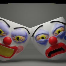 clown maschera arte ridere portachiavi 3d print model - Mito3D