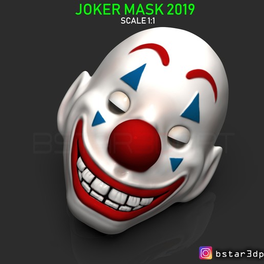 máscara de palhaço 2019 - pôquer brincalhão halloween filme a arte capacete cosplay joker cabeça joaquin phoenix pjoenix o capitão ironman quadrinhos marvel batman darknight dc rosto 3D print model - Mito3D