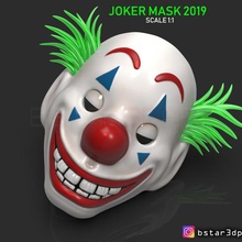 masque de clown 2019 - joker cheveux film en à l'échelle 1 cosplay art casque halloween le la tête joaquin phoenix pjoenix capitaine ironman bande-dessinée marvel batman darknight dc face 3d print model - Mito3D