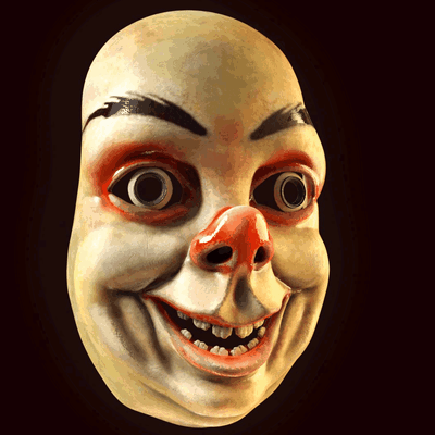 payaso retro máscara asesino terror disfraz víspera santos diablo 1920s antigüedad sirco circo 3d print model - Mito3D