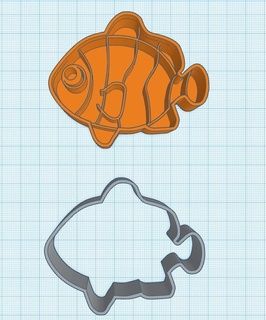 Clownfisch geformt Plätzchen Cutter Tier Fisch Kunst Spielzeug Küche Nachspeisen Dessert 3d print model - Mito3D