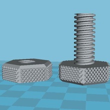 grob gerändelt Bolzen Nuss Gipfel Fäden Werkzeug Teile 3d print model - Mito3D