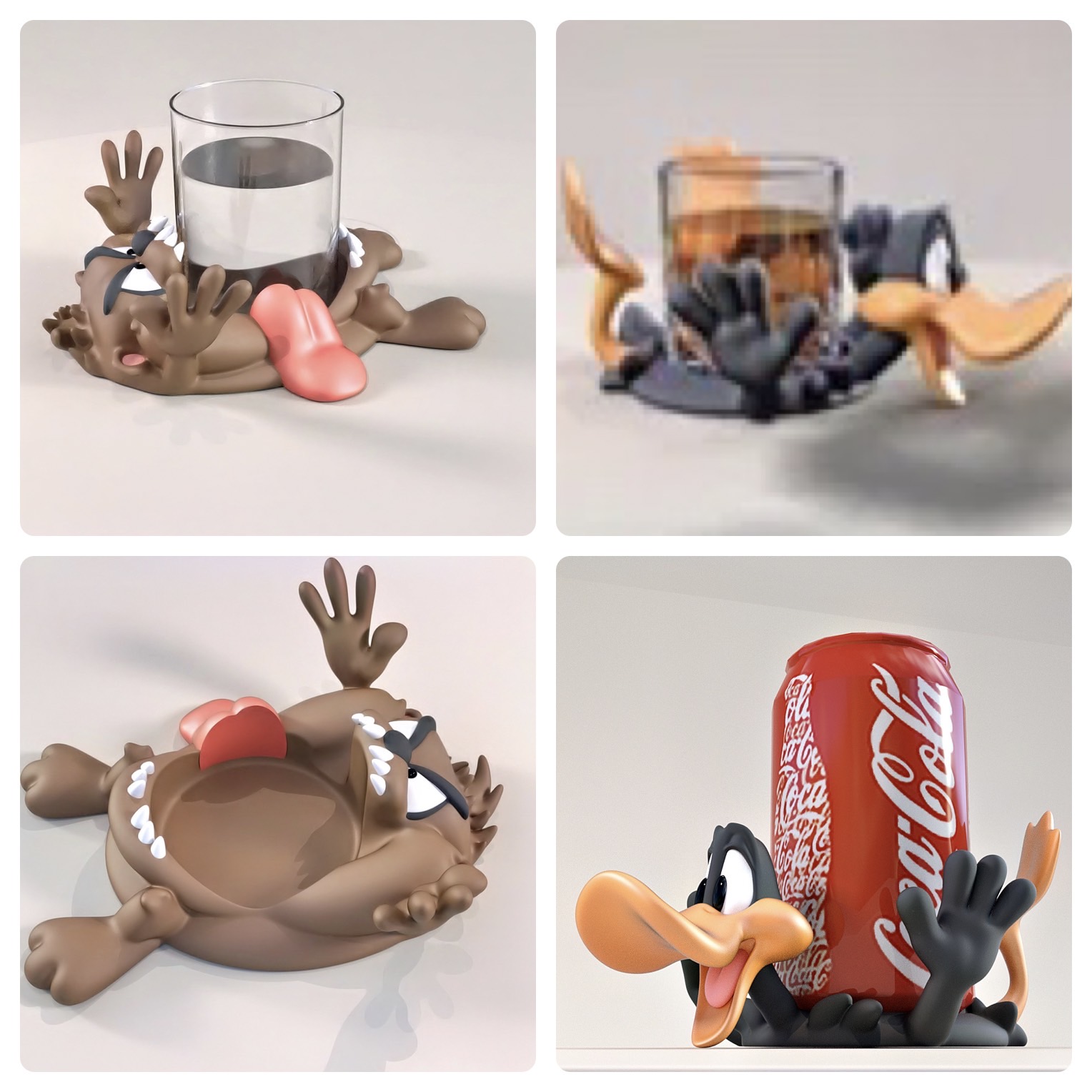 bardak altlığı Looney melodiler baskı 2 tasarımlar içecek bira masa İçmek ev dekorasyon taz nergiz 3D print model - Mito3D