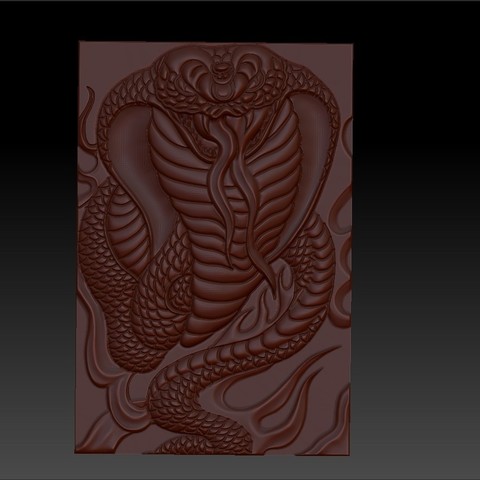 cobra snake relief model cnc art animal bas-relief 3d printing sculpture engraving nature decorative decoration 3D print model - Mito3D
