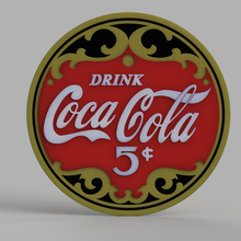 coca cola vintage retro placa parede arte velho logotipo multi cor volta 3d print model - Mito3D