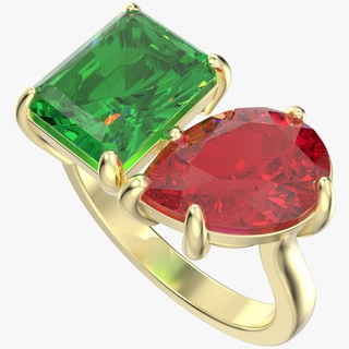 cocktail ring design emerald pear shape-jcnp-02 3d print model jewelry solitaire engagement wedding diamond bijoux bijouterie printable 3d print model - Mito3D