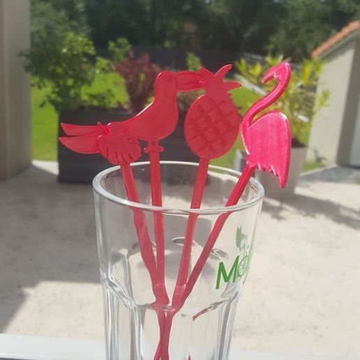 kokteyl shakers x4 karıştırıcı ev touillette Mikser ananas flamingo toucan levha tropic 3D print model - Mito3D