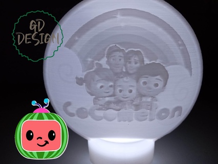 cocomelon ligero niños te Luz noche cor dibujos animados 3d print model - Mito3D