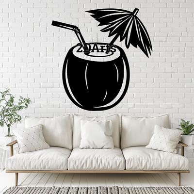 coconut cocktail 2d wall art window - perfect summer vibes tropical decor home beach party 3d printing laser cutting digital file stl svg tropical-themed gift housewarming lovers unique wedding festive christmas in july solstice year s eve 3d print model - Mito3D