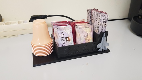 Kaffee brechen Tassen Paletten Zucker Beutel Halter Unterstützung Ender 3 v2 Küche Essen 3d print model - Mito3D