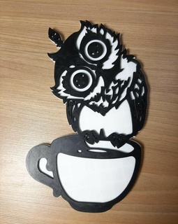 coffee corner owl decoration kitchen 3d print model - Mito3D