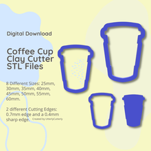 coffee cup 1 clay cutter - stl digital file download- 8 sizes 2 versions 3d print model - Mito3D
